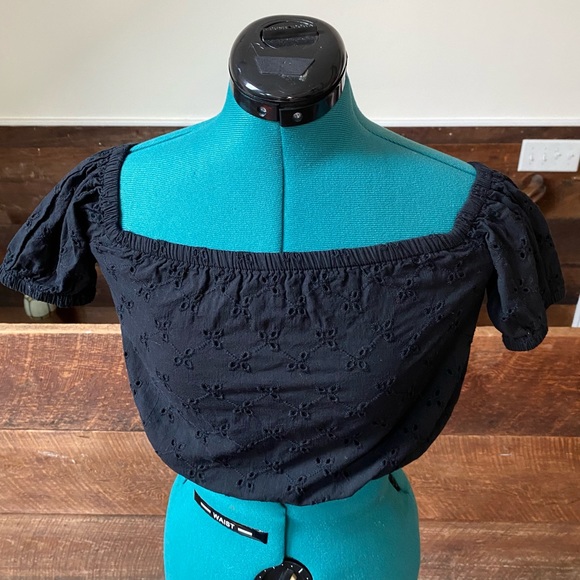 ASOS Clayton Eyelet Lace Cropped Peasant Top - Whimsigoth Fairycore - Picture 2 of 9